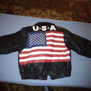 Wilda boys black genuine leather USA jacket